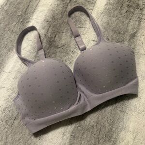 Bali Lavendar Polka Dot Print Wire Free Comfort Bra Size 34D